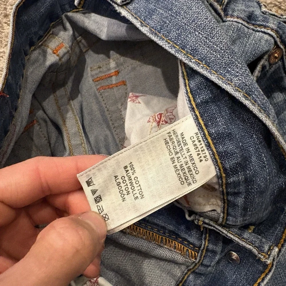 True Religion Straight Leg Pocket Flaps OM Denim Blue Jeans Dhum Men's 36x34